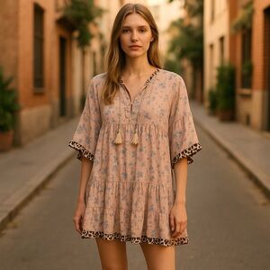 Boho floral babydoll dress size small